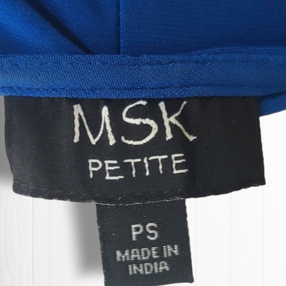 MSK Women's Blue V-Neck Open 3/4 Sleeve Sheath Mini Dress Size Small Petite - Picture 10 of 12